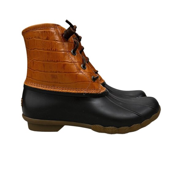 Sperry Top-Sider Saltwater Croc Emboss Tan Duck Boots Women's Sizes 6 - 6.5 M - Picture 1 of 9
